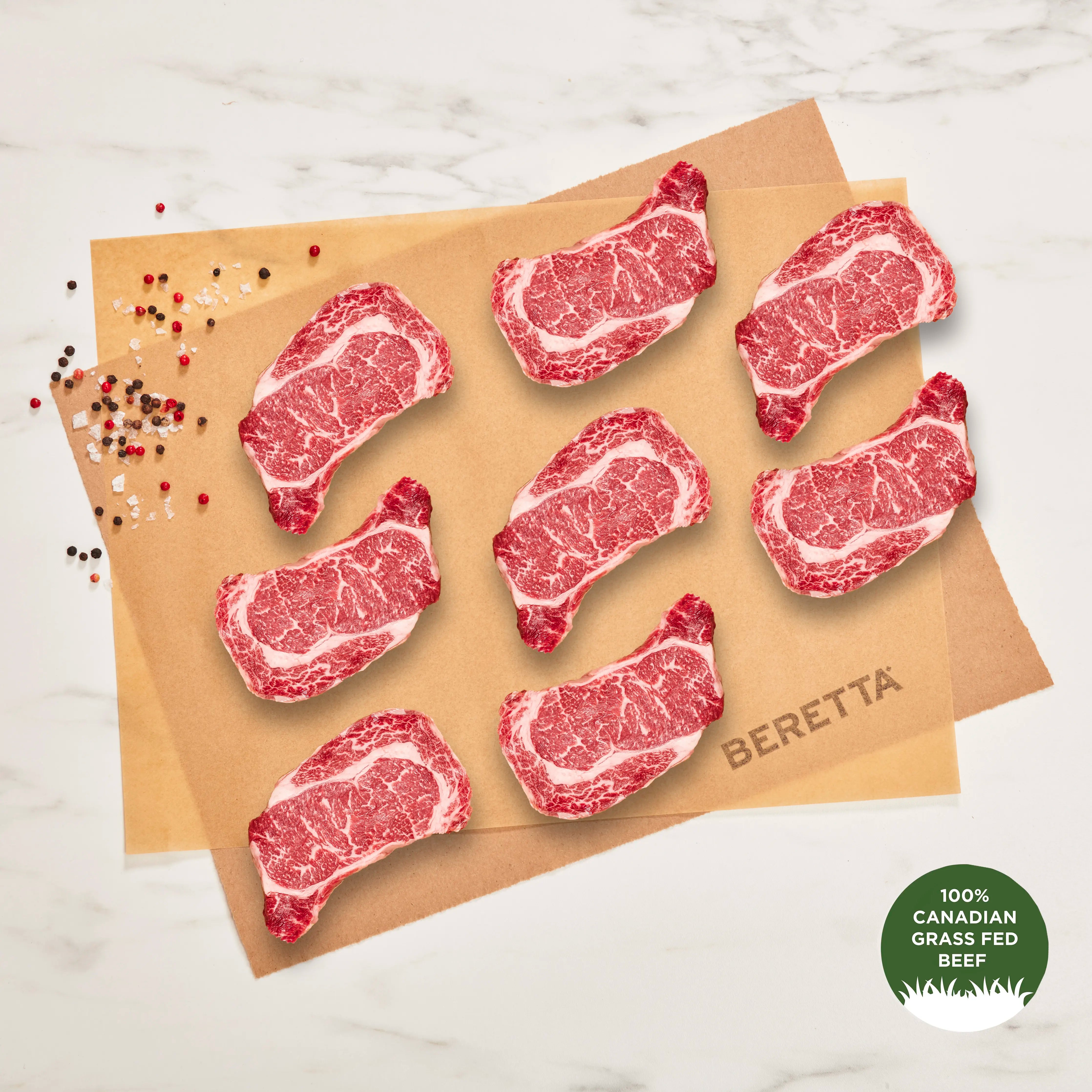 100% Grass Fed Beef Ribeye Steak: 8oz - Beretta Farms