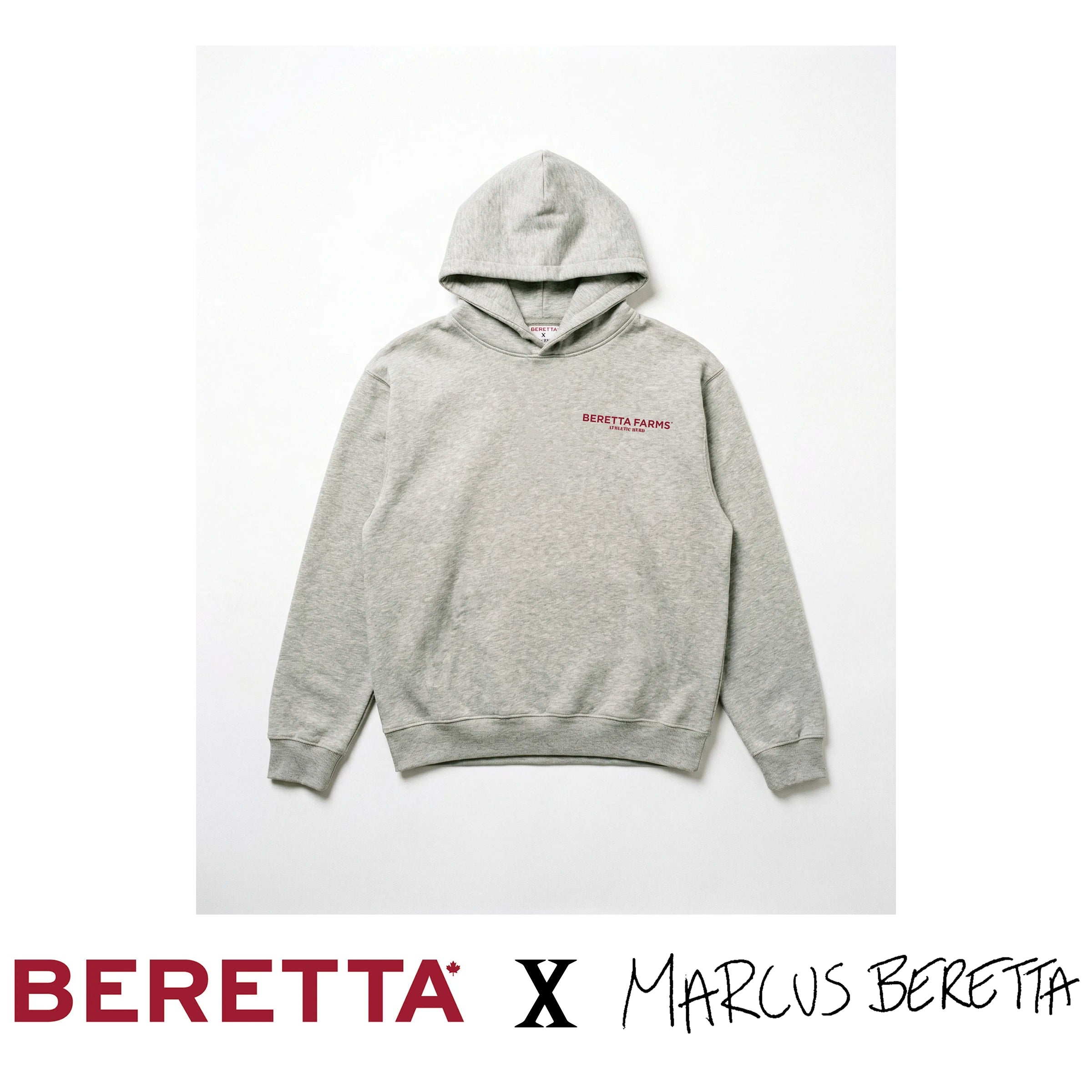 Gray hoodie with bull graphic and text on a white background, featuring Beretta branding.