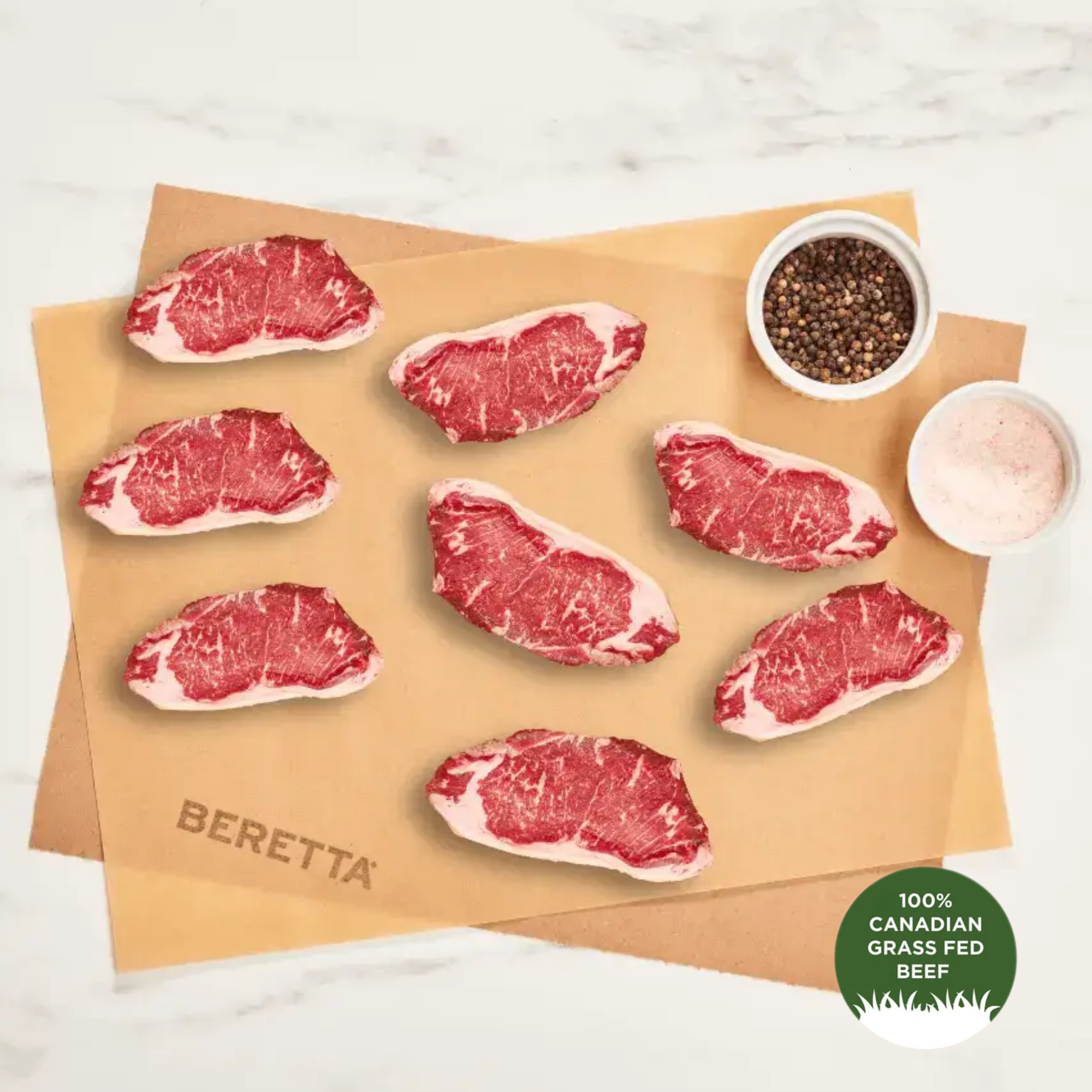 100% Grass Fed Beef Striploin Steak: 8oz - Beretta Farms