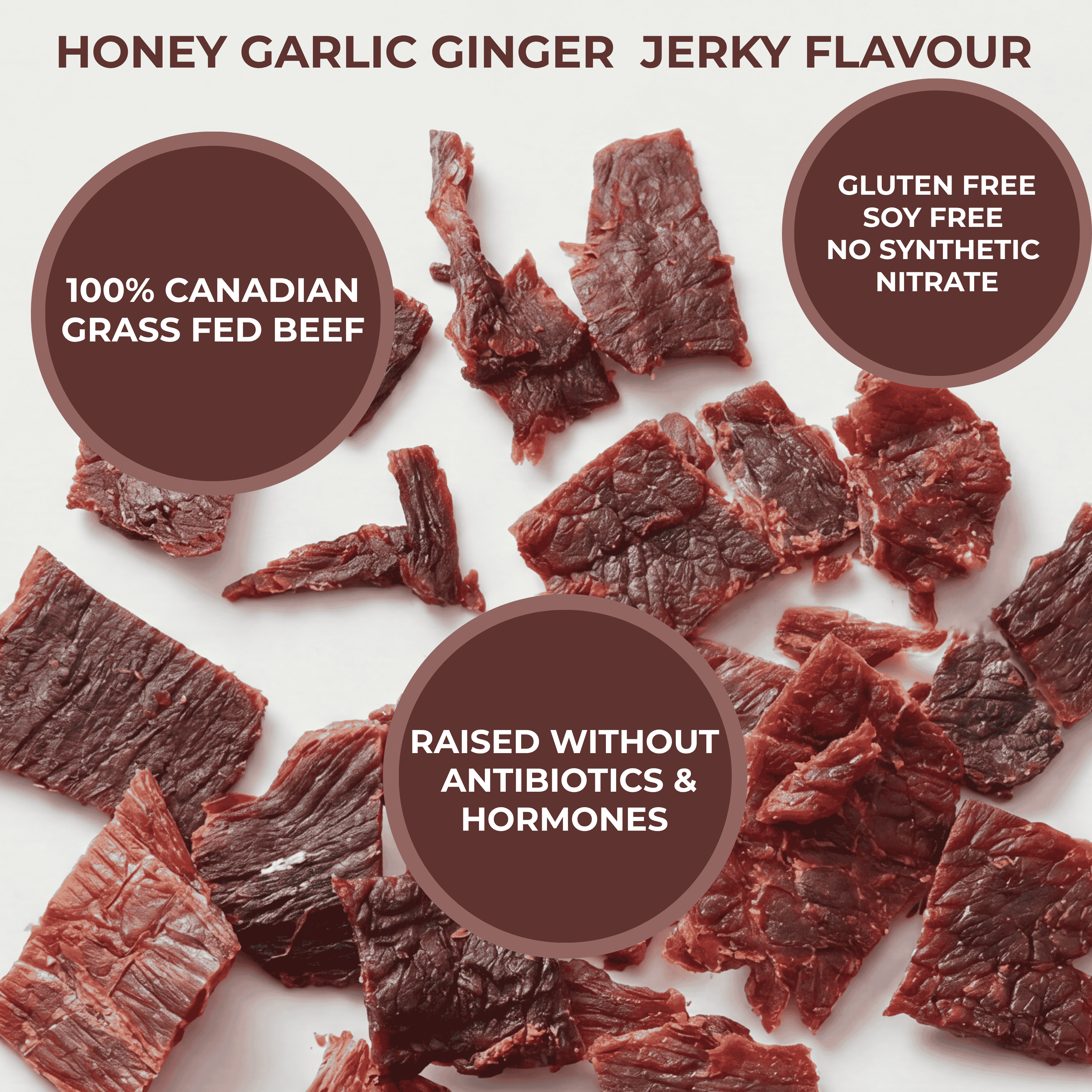 Beretta beef jerky with honey garlic ginger flavor on a white background