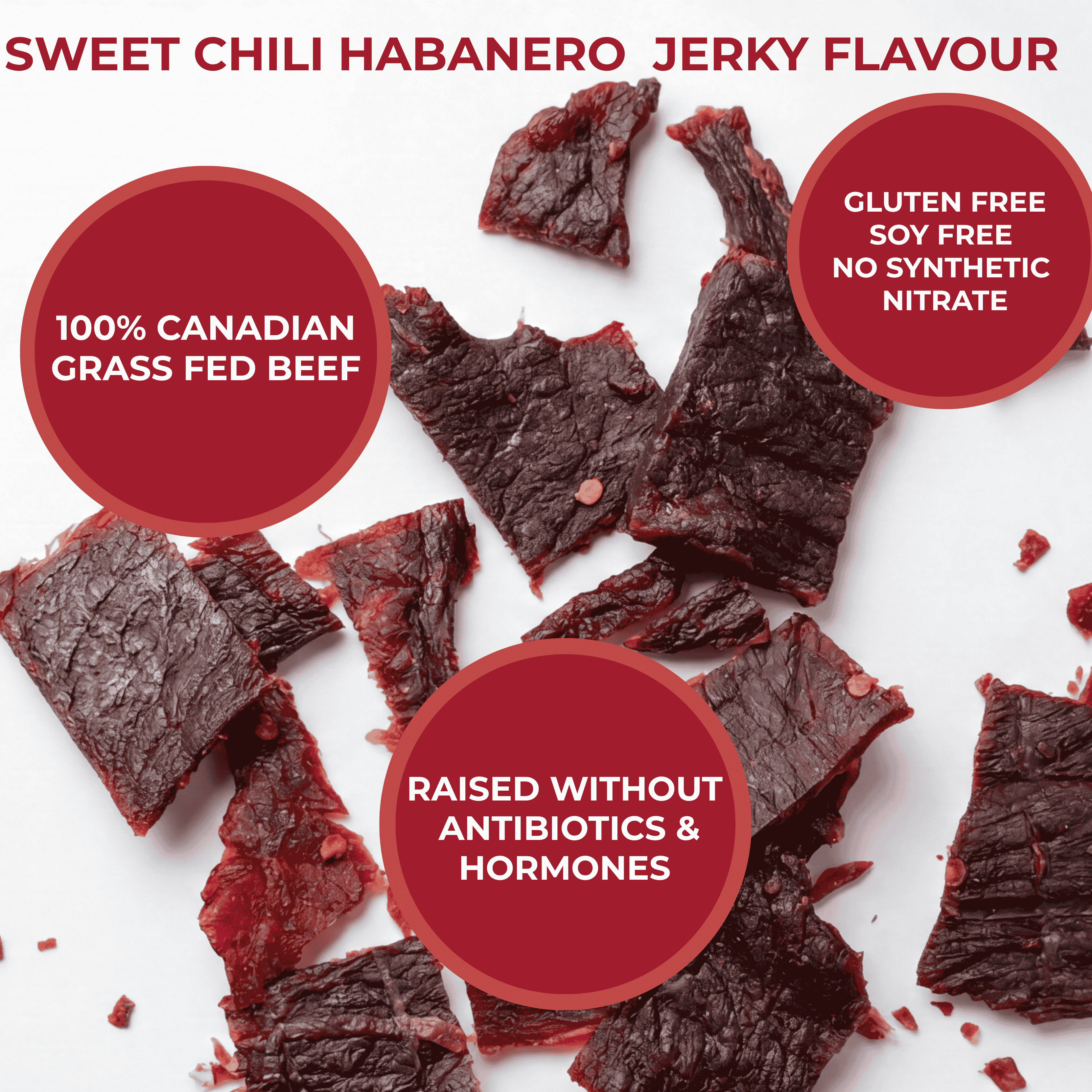 Beretta beef jerky package with jerky pieces on a white background