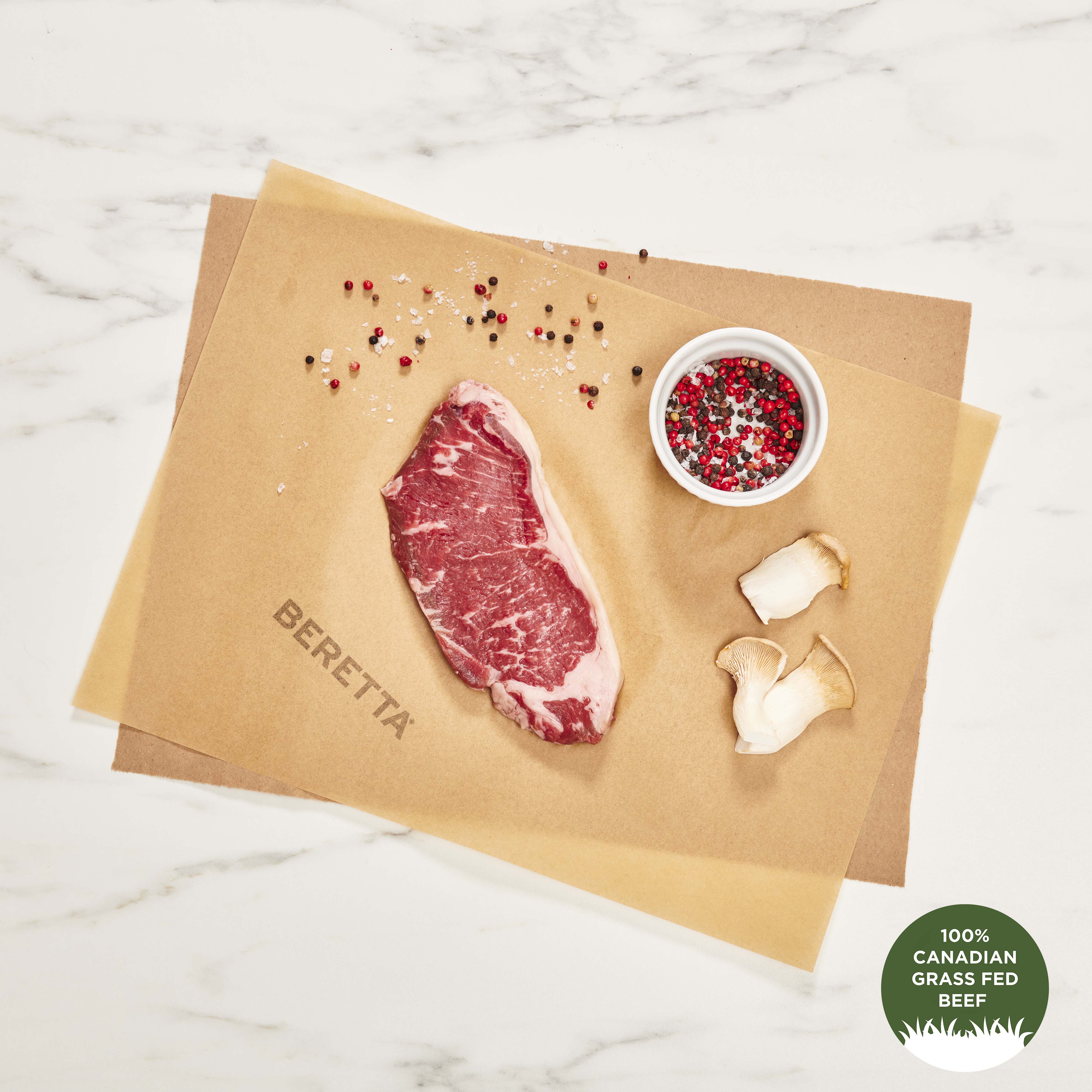 100% Grass Fed Beef Striploin Steak: 8oz - Beretta Farms