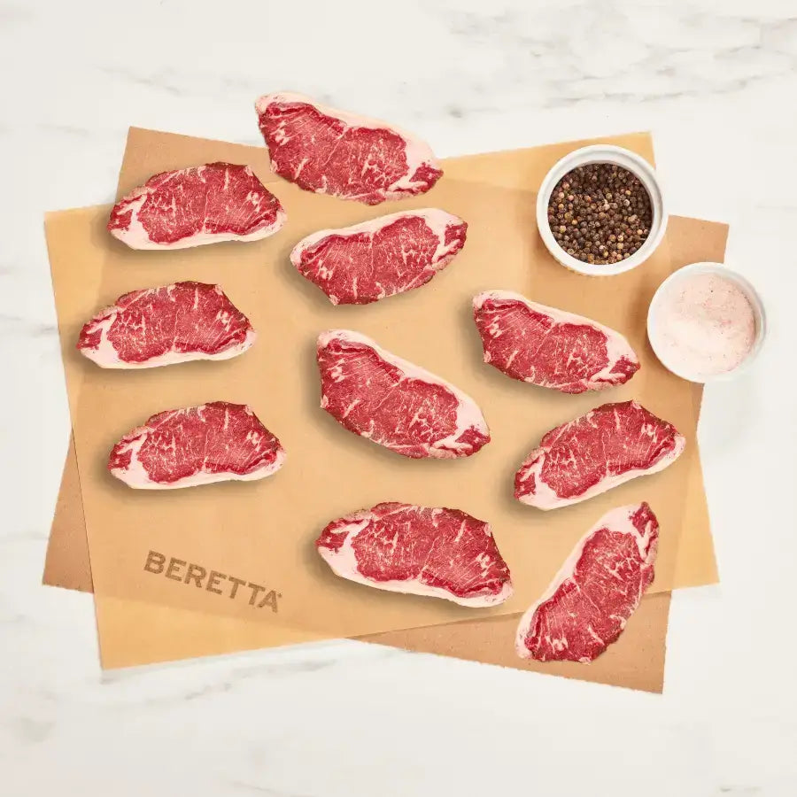 Beef Striploin Fast Fry Steak (5-6oz): RWA - Beretta Farms